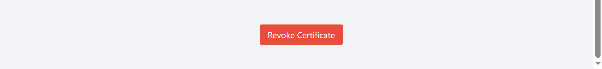 The bottom of a Section 18A certificate page showing the red Revoke Certificate button (which prompts for a revocation reason).